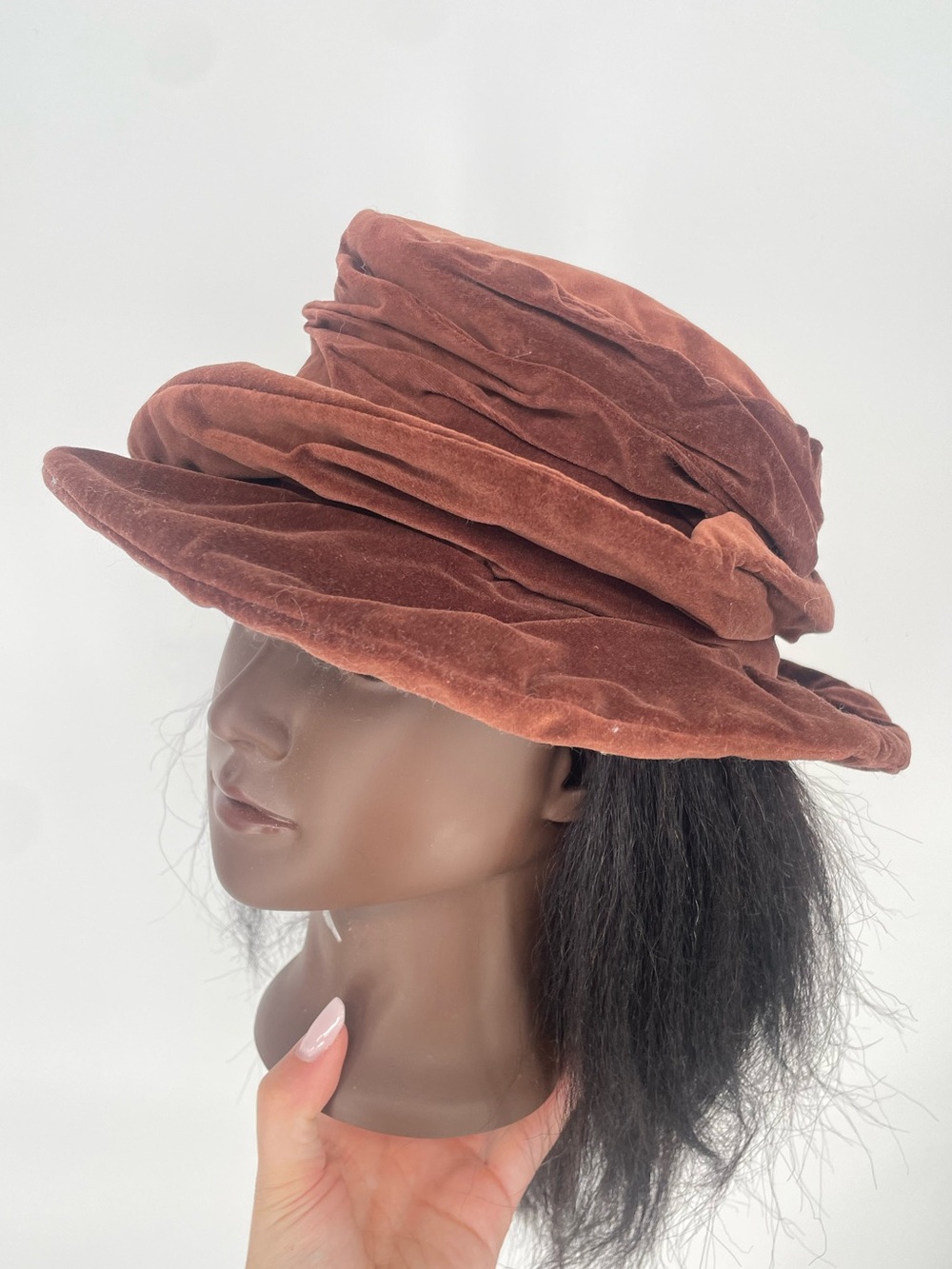 Unique Brown Vintage Ruched Asymmetrical Tiered Slouchy Hat Eastern Accessories
